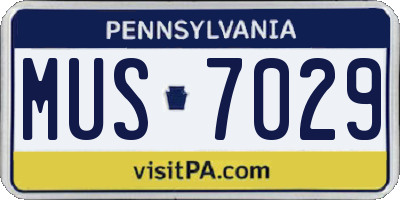 PA license plate MUS7029