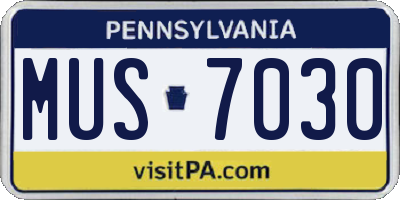 PA license plate MUS7030