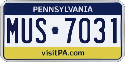 PA license plate MUS7031