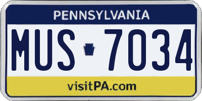 PA license plate MUS7034