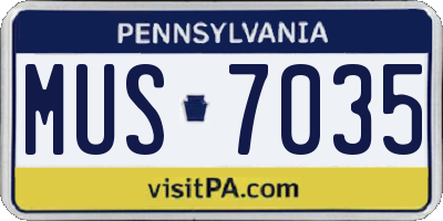 PA license plate MUS7035
