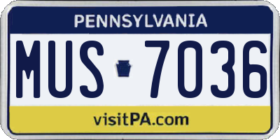 PA license plate MUS7036
