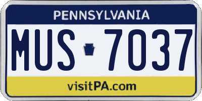PA license plate MUS7037