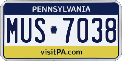 PA license plate MUS7038