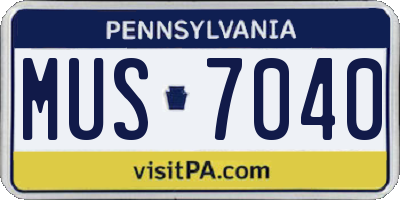 PA license plate MUS7040