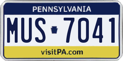 PA license plate MUS7041