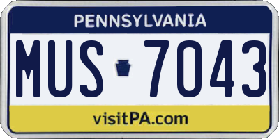 PA license plate MUS7043