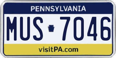PA license plate MUS7046