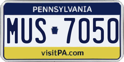 PA license plate MUS7050