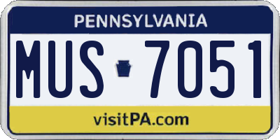 PA license plate MUS7051