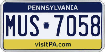PA license plate MUS7058