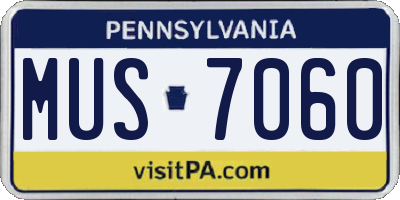 PA license plate MUS7060