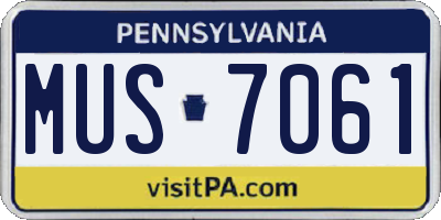 PA license plate MUS7061