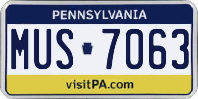 PA license plate MUS7063