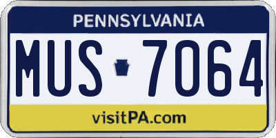 PA license plate MUS7064