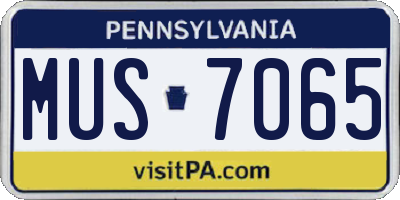 PA license plate MUS7065