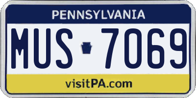 PA license plate MUS7069