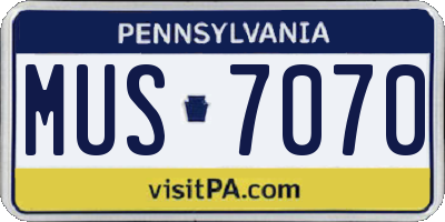 PA license plate MUS7070