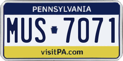 PA license plate MUS7071