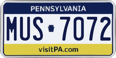 PA license plate MUS7072