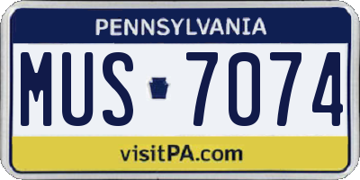 PA license plate MUS7074