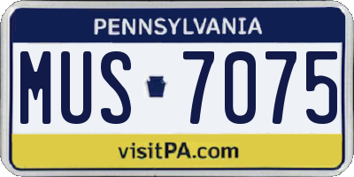 PA license plate MUS7075