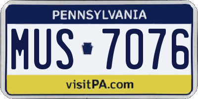 PA license plate MUS7076