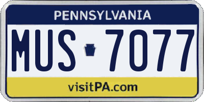 PA license plate MUS7077