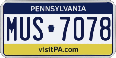 PA license plate MUS7078