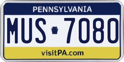 PA license plate MUS7080