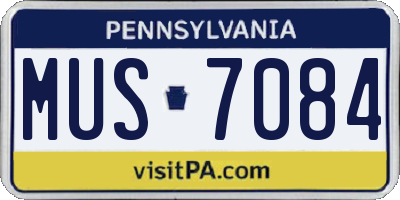 PA license plate MUS7084