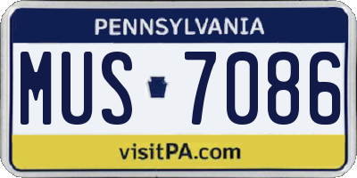 PA license plate MUS7086