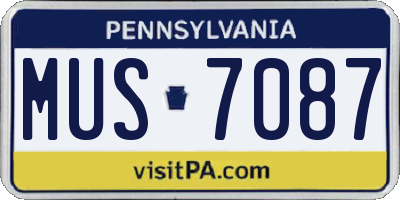 PA license plate MUS7087