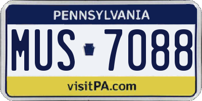PA license plate MUS7088
