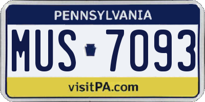 PA license plate MUS7093