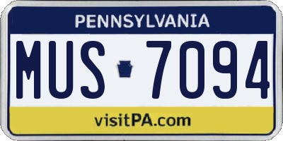 PA license plate MUS7094