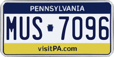 PA license plate MUS7096