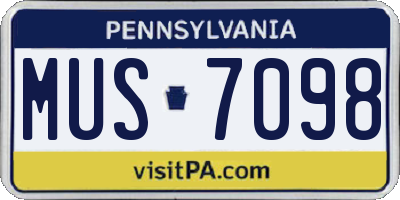 PA license plate MUS7098