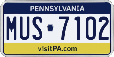 PA license plate MUS7102