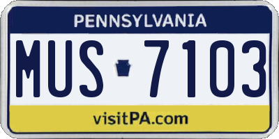 PA license plate MUS7103