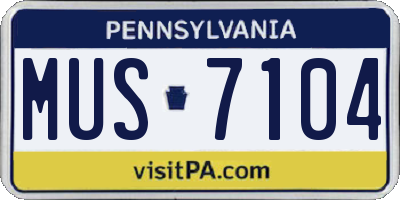PA license plate MUS7104