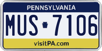 PA license plate MUS7106