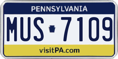 PA license plate MUS7109