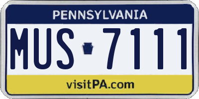 PA license plate MUS7111
