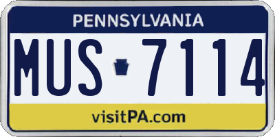 PA license plate MUS7114