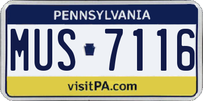 PA license plate MUS7116