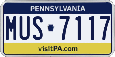 PA license plate MUS7117