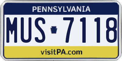 PA license plate MUS7118
