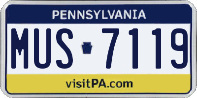 PA license plate MUS7119