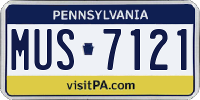 PA license plate MUS7121